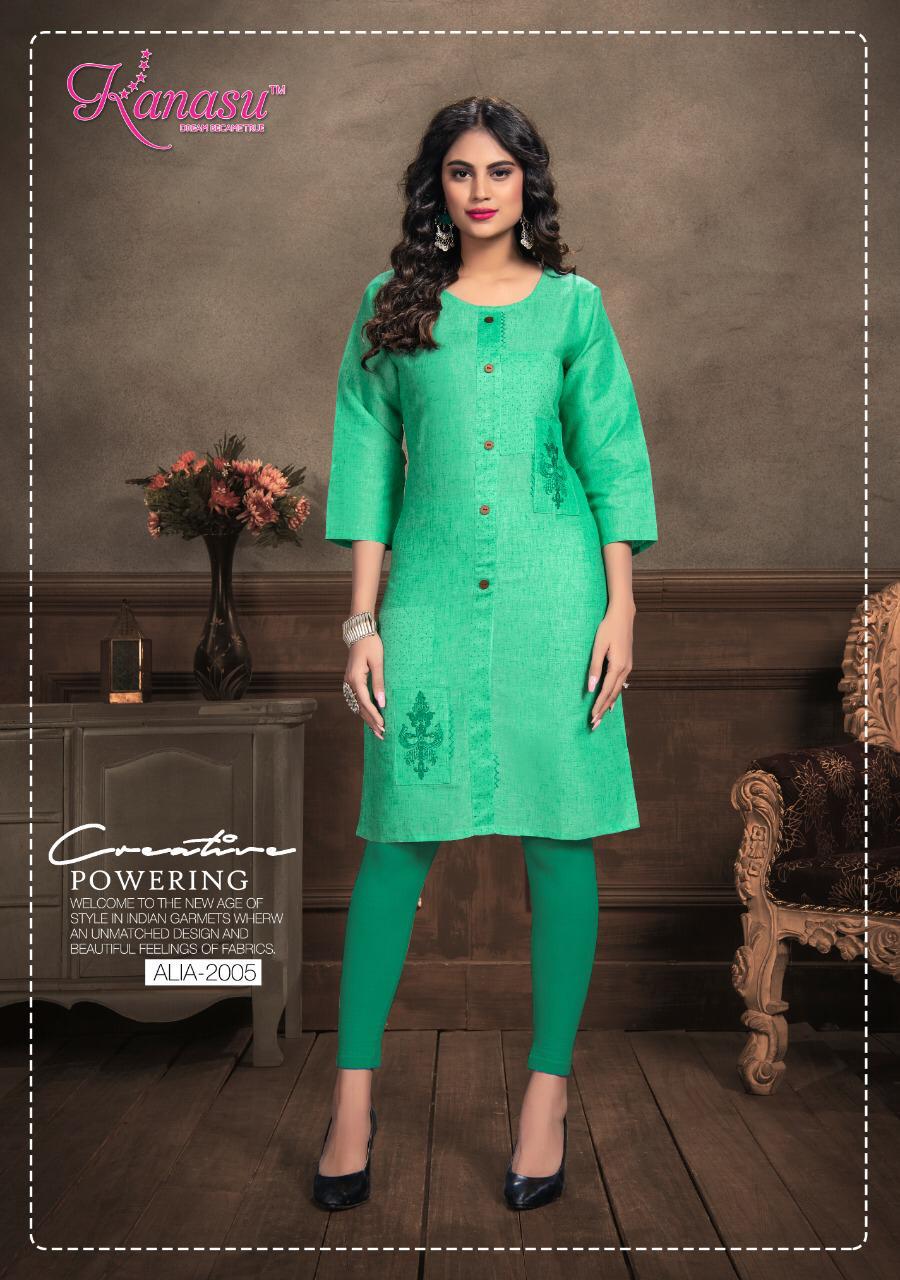 Kanasu Aliia Designer Straight Cut Short Kurti Collection at Wholesale Price